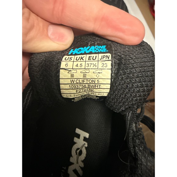 Hoka One One Clifton 5 Running Shoes Black White Sneakers Low Top Athletic - Picture 8 of 8